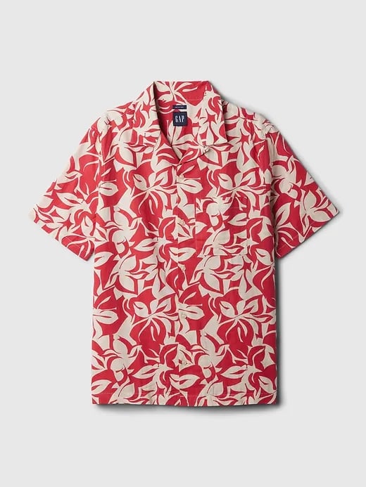 Gap Linen-Cotton Shirt in Coral Floral
