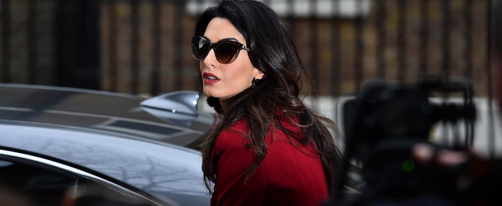 Amal Clooney Wearing a Red Suit