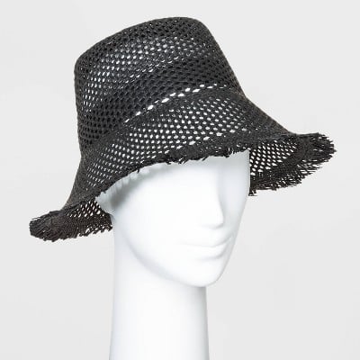 Universal Thread Women's Open Weave Straw Bucket Hats