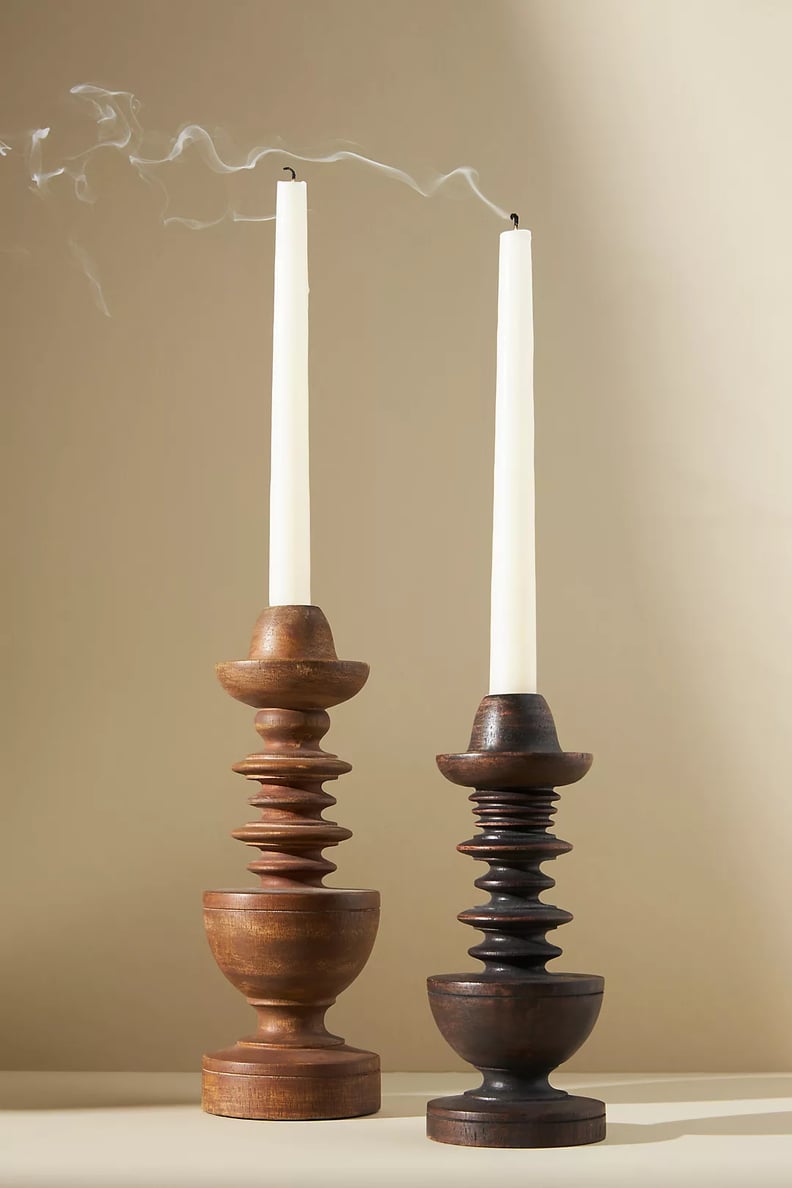 For a Natural Aesthetic: Anna Spiro Wooden Taper Candle Holder