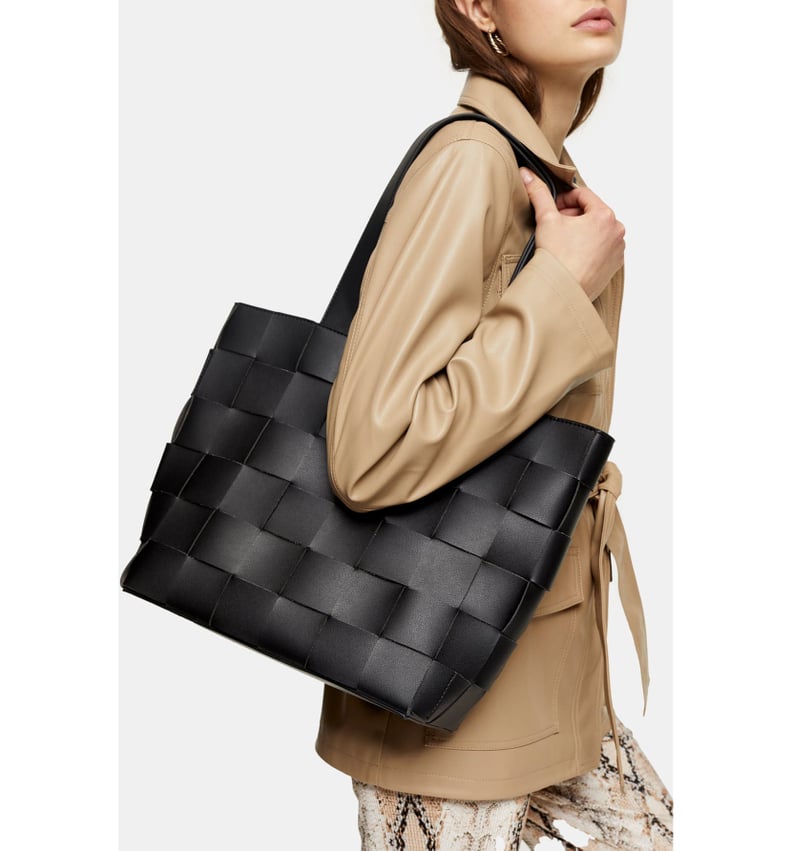 Topshop Basket Weave Faux Leather Tote