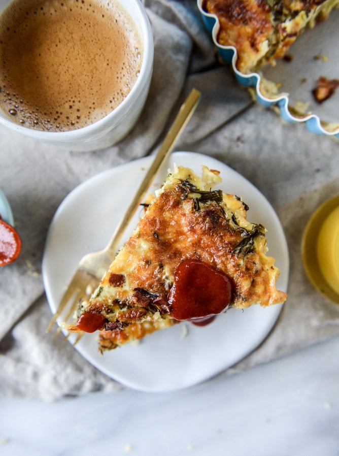 Roasted Broccolini, Bacon, and Caramelized Shallot Quiche
