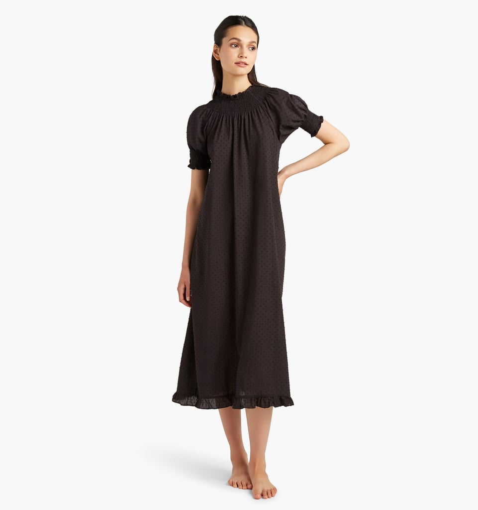 Hill House Home The Caroline Nap Dress in Sheer Black Swiss Dot