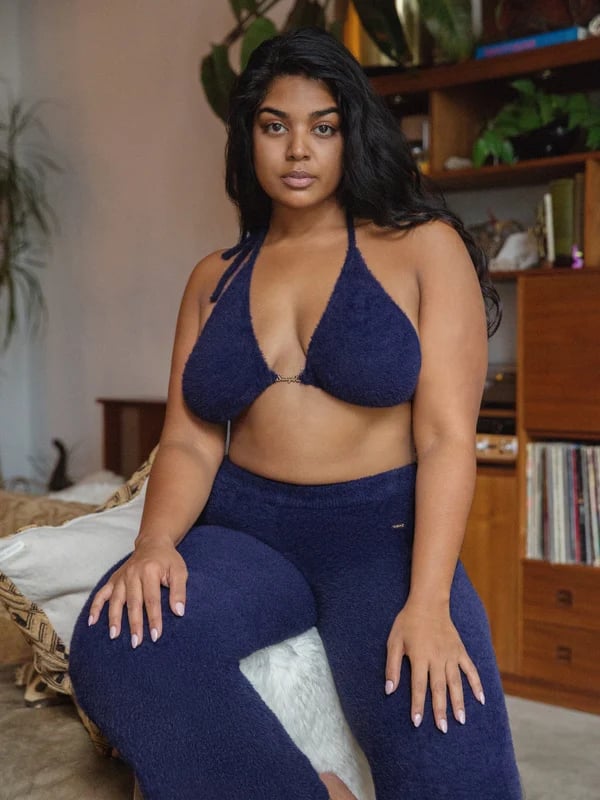 Savage X Fenty Fluff It Up Bralette and PJ Pant in Blue