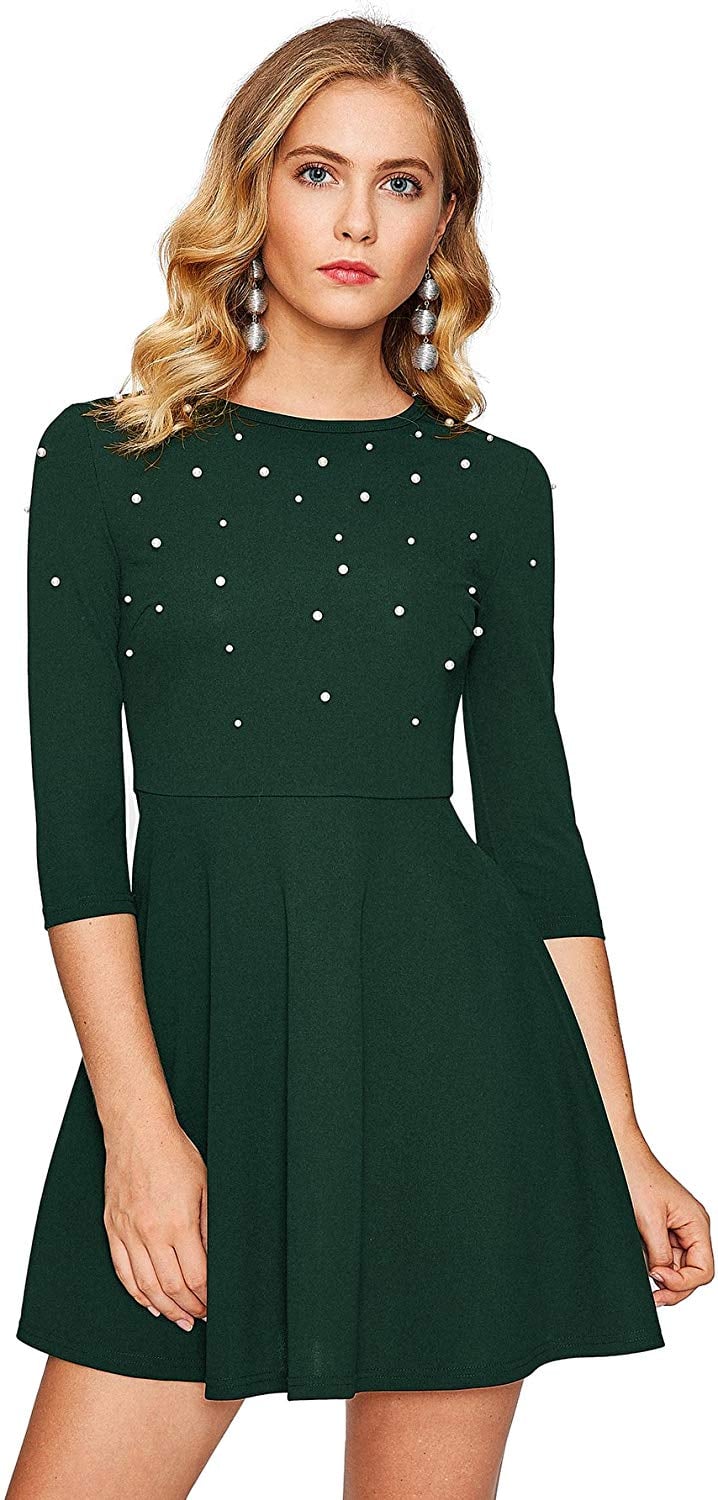 Floerns Beaded Fit and Flare Skater Dress