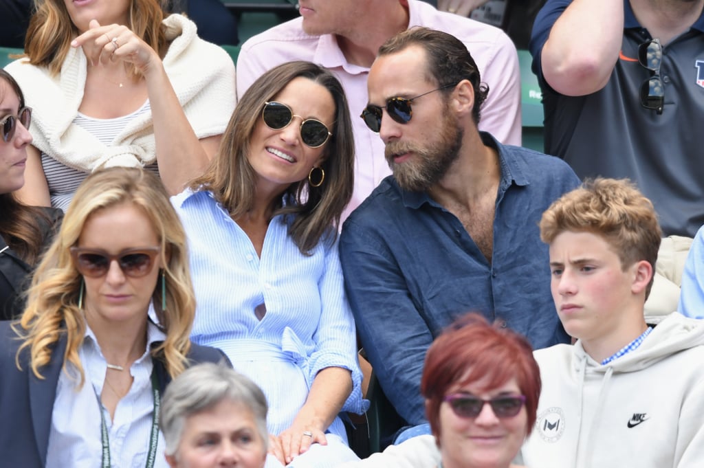 Pippa Middleton Blue Dress and Espadrilles at Wimbledon 2018