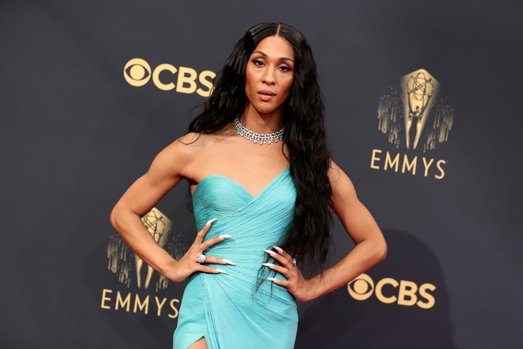 Mj Rodriguez's Vintage Blue Versace Dress at the 2021 Emmys