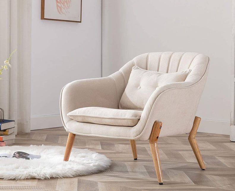 A Stylish Accent Chair: Guyou Wood Upholstered Accent Chair