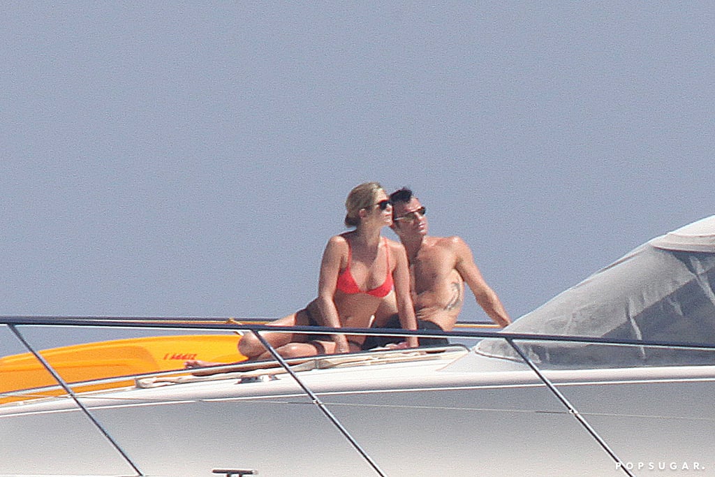 Jennifer and Justin lounged on a boat during their vacation in Capri, Italy, in June 2012.