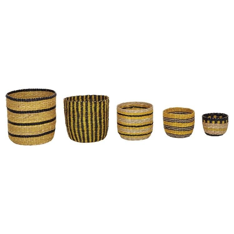 Effortless Composition Yellow and Black Seagrass Baskets