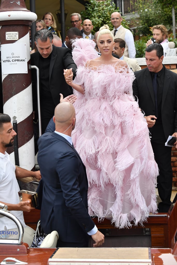 Lady Gaga Pink Valentino Dress at Venice Film Festival