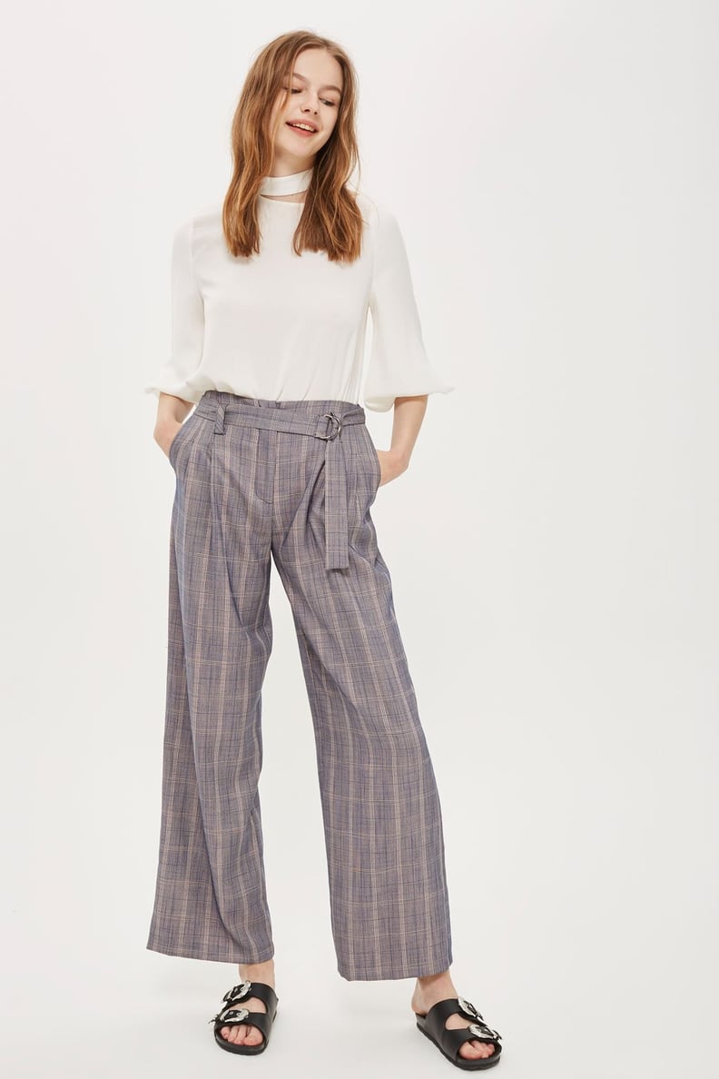 Topshop Check Wide-Leg Trousers