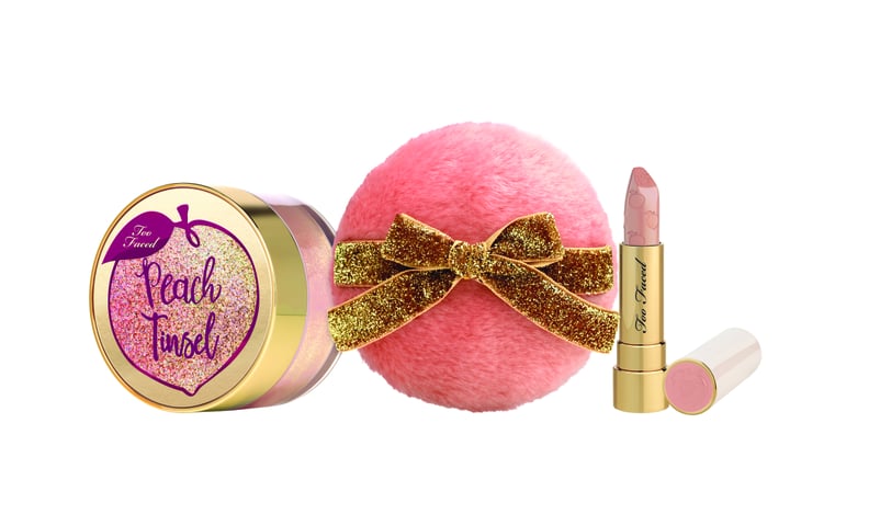 Too Faced Peach Tinsel Loose Sparkling Part Powder and Lipstick Set