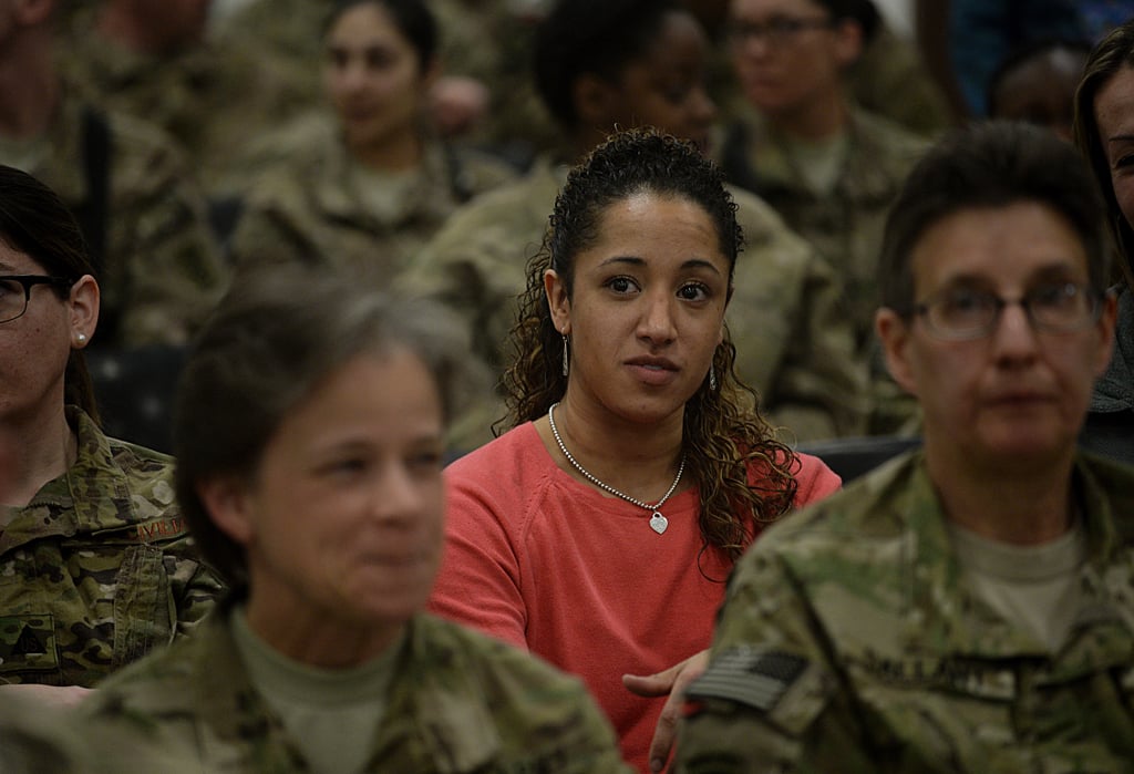 Female US soldiers attended an event in Afghanistan that centered on women's progress.