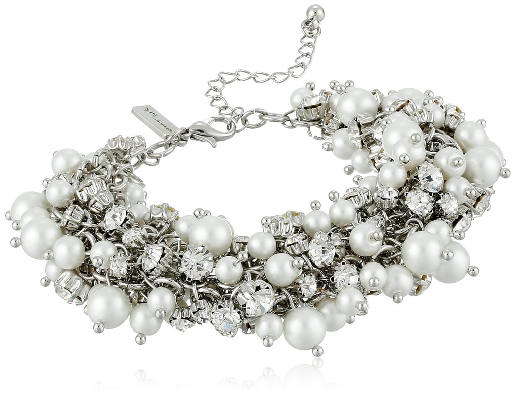 Nina Peony Ivory Glass Pearl and Crystal Bracelet ($95)