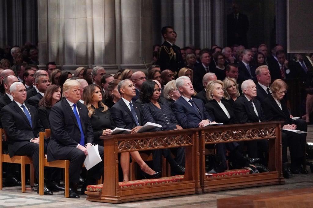 George W Bush Gives Michelle Obama Candy at Father's Funeral