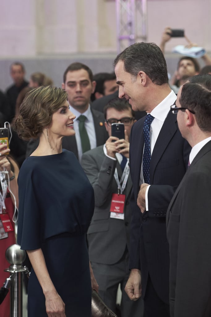 Queen Letizia Wearing Gold Accessories May 2016