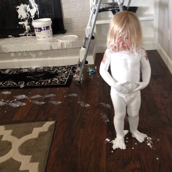 2-Year-Old Covers Herself in Paint