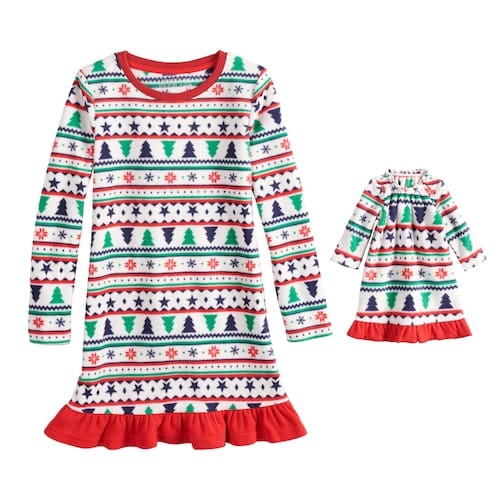 Jammies For Your Families Fairisle Microfleece Nightgown & Dorm Gown Pajama Set