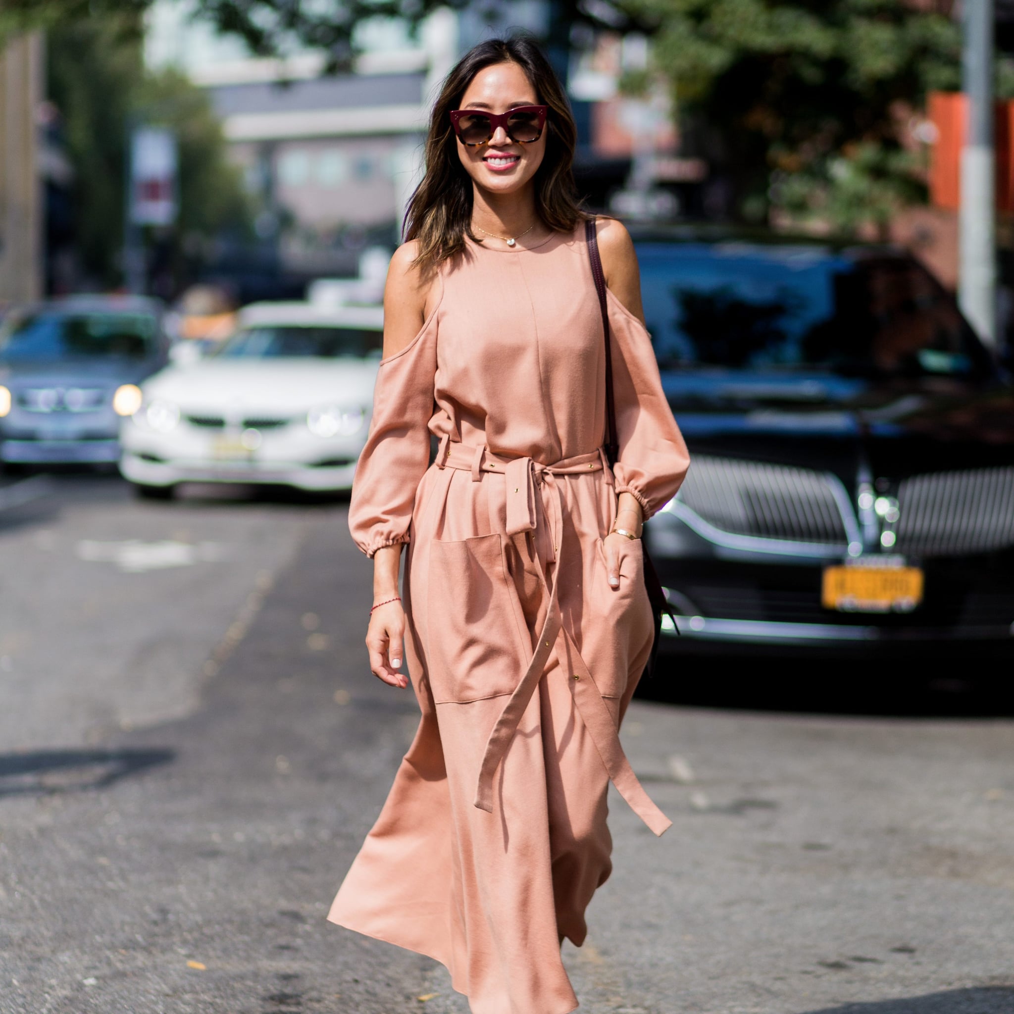 beige dress for wedding guest