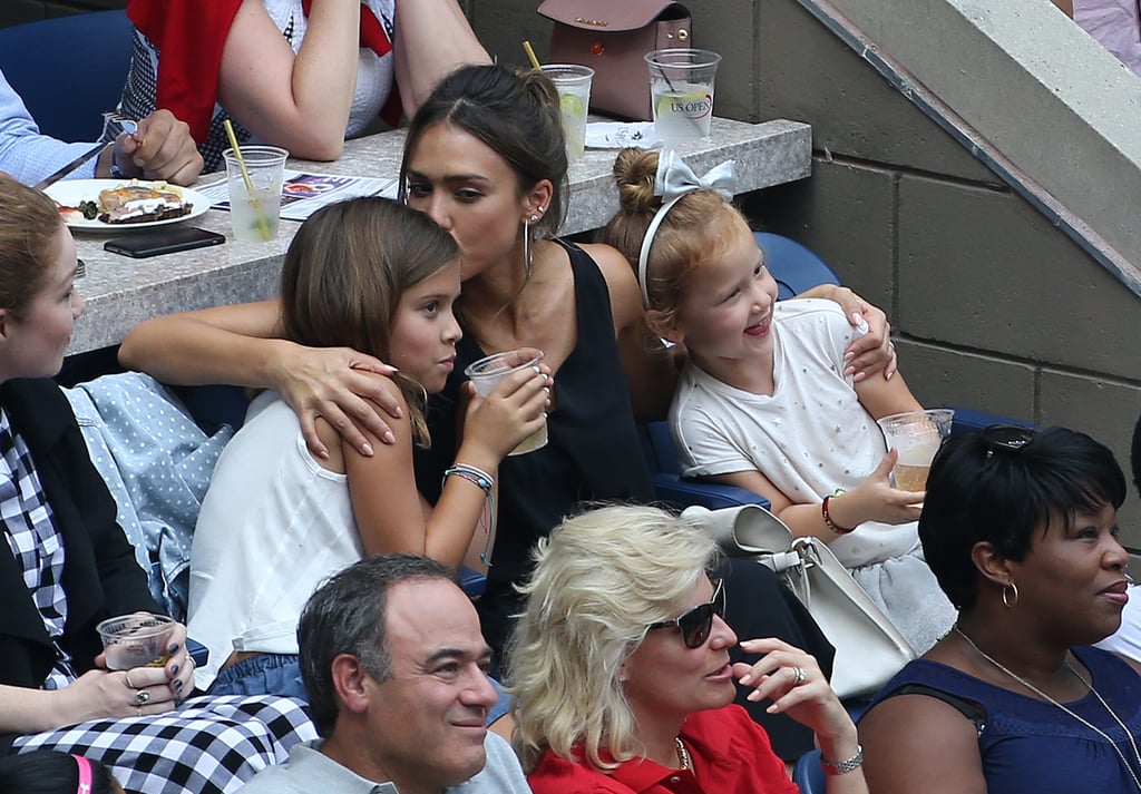Jessica Alba and Her Daughters at US Open September 2016