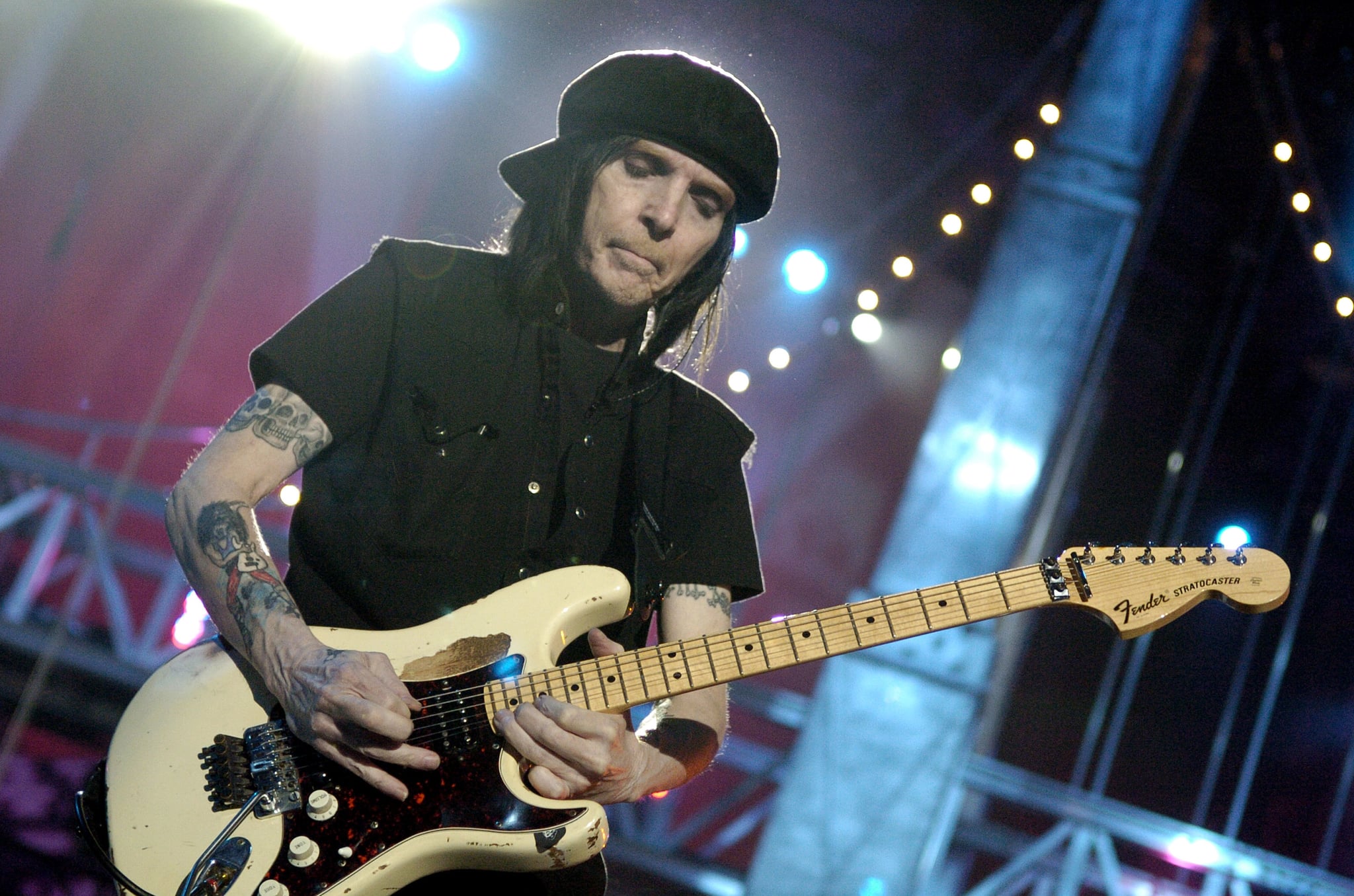 Mick Mars of Motley Crue during Spike TV's 2nd Annual Video Game Awards 2004 Airing on Spike TV Live Tuesday, 9pm Eastern Standard Time -Rehearsals at Barker Hanger in Santa Monica, California, United States. ***Exclusive*** (Photo by Jeff Kravitz/FilmMagic, Inc)