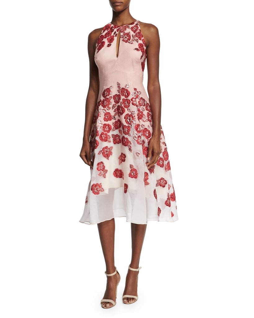 Lela Rose Floral-Embroidered Halter-Neck Dress ($2,495)