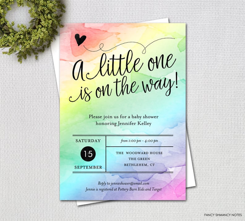 Water Color Rainbow Baby Shower Invitation
