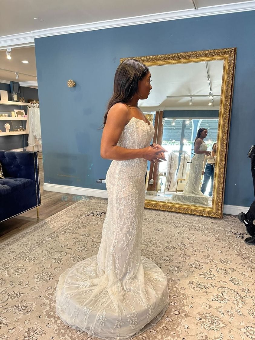 Simone wearing look G-509 from Galia Lahav's Gala X Collection., Simone  Biles Found the Perfect Wedding Dress in Less Than a Month