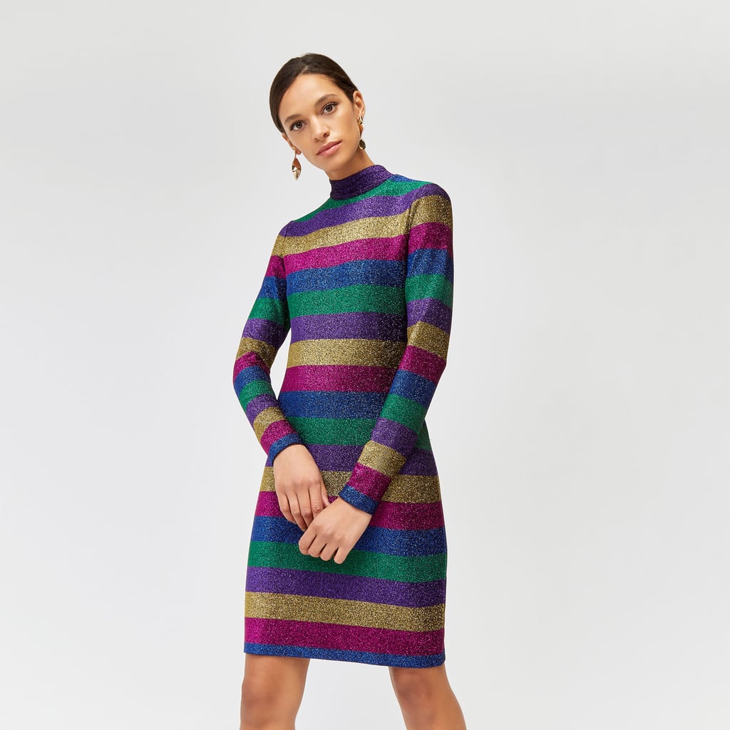 Warehouse rainbow stripe dress on sale