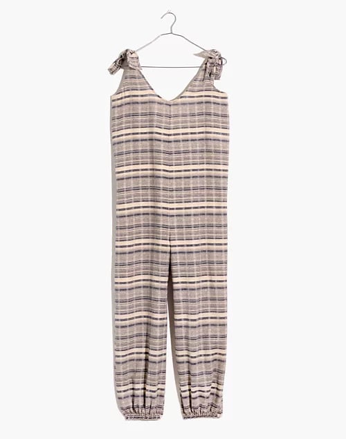 Madewell Tie-Strap Balloon Cover-Up Jumpsuit in Stripe