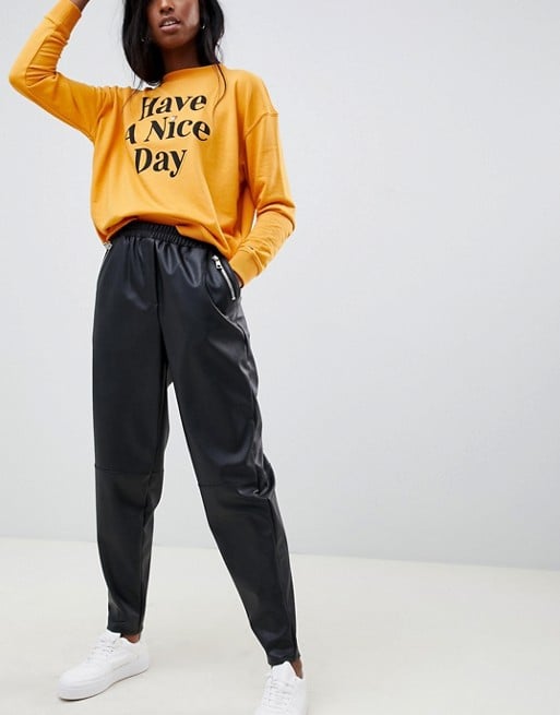 ASOS Design Tall Tapered Leather-Look Pants