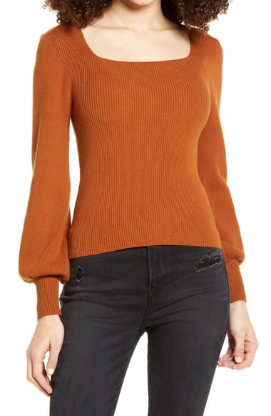 Rib Square Neck Sweater