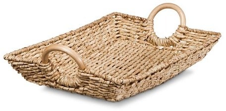 Threshold Decorative Woven Basket Tray with Round Wood Handles ($24.99)