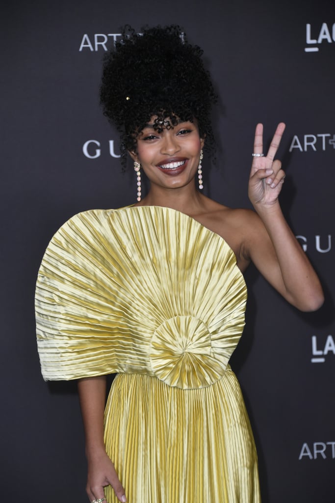 Yara Shahidi Wears Golden Gucci Gown to LACMA Art+Film Gala