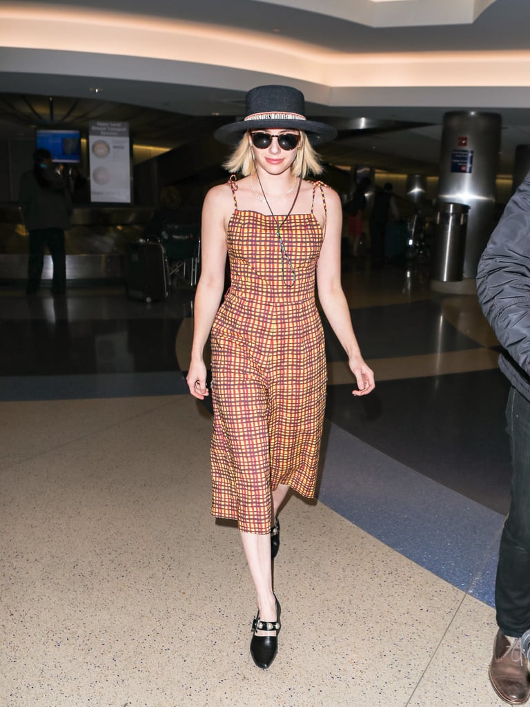 Emma Roberts Black Pearl Pumps in Airport