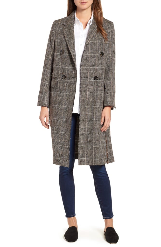 Sosken Double-Breasted Plaid Coat