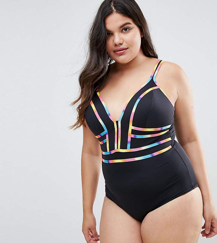 City Chic Neon Trim Swimsuit