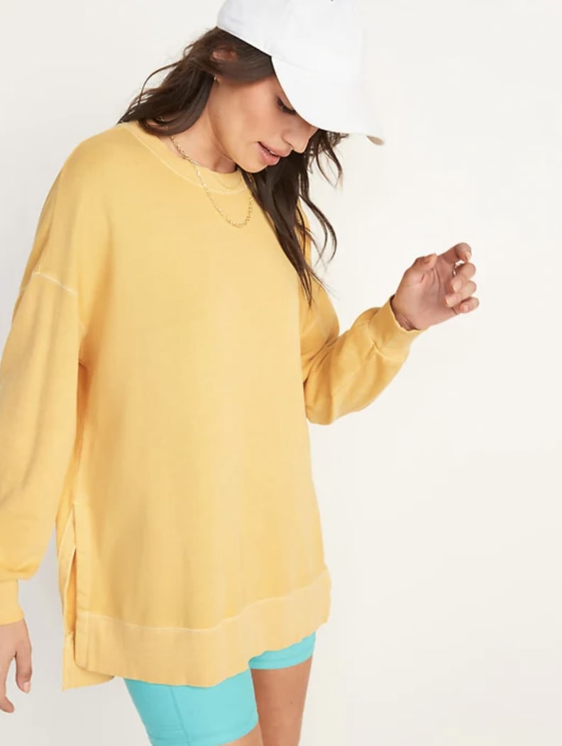 Old Navy Vintage Long-Sleeve Garment-Dyed French-Terry Tunic Sweatshirt