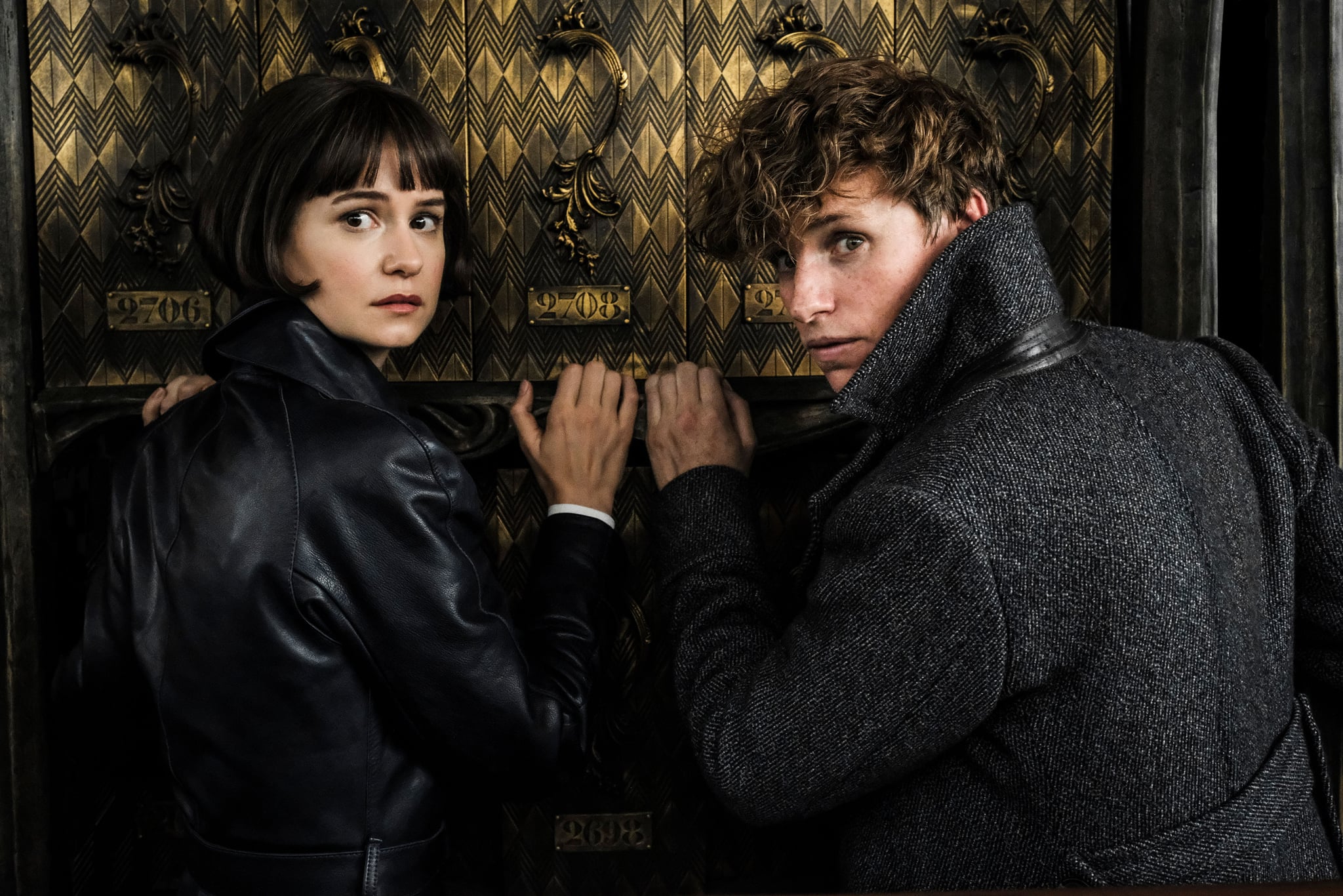 FANTASTIC BEASTS: THE CRIMES OF GRINDELWALD, from left: Katherine Waterston, Eddie Redmayne, 2018. ph: Jaap Buitendijk / 2018 Warner Bros. Ent. All Rights Reserved.Wizarding WorldTM Publishing Rights  J.K. Rowling WIZARDING WORLD and all related characters and elements are trademarks of and  Warner Bros. Entertainment Inc. /Courtesy Everett Collection