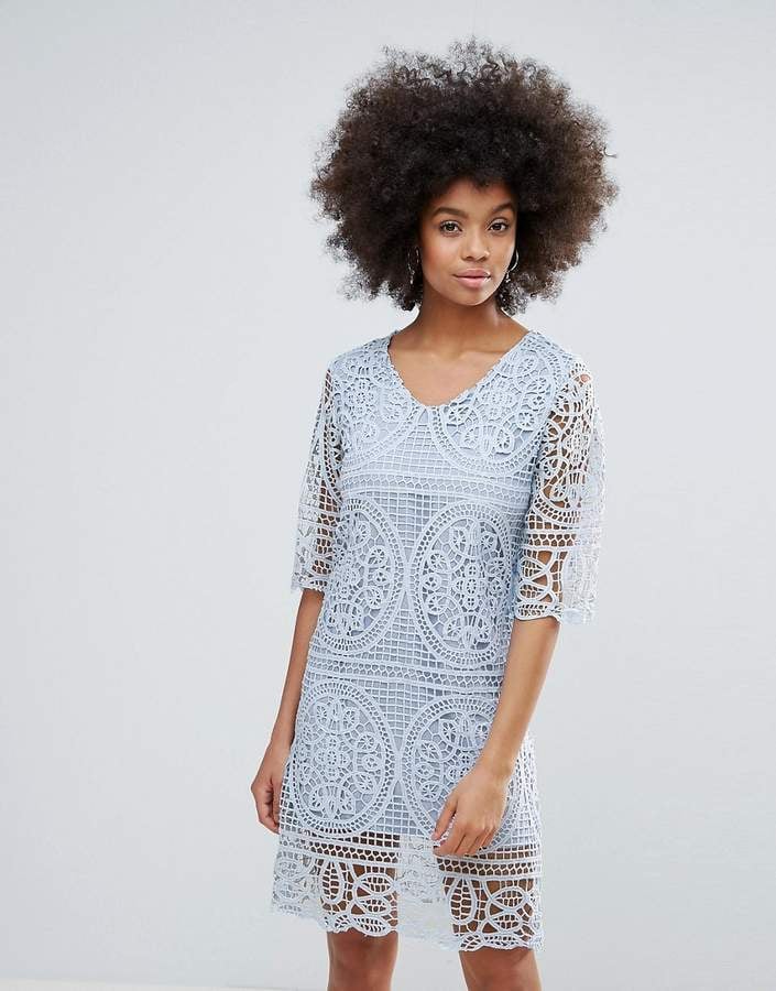 Darling 3/4 Sleeve Crochet Lace Shift Dress
