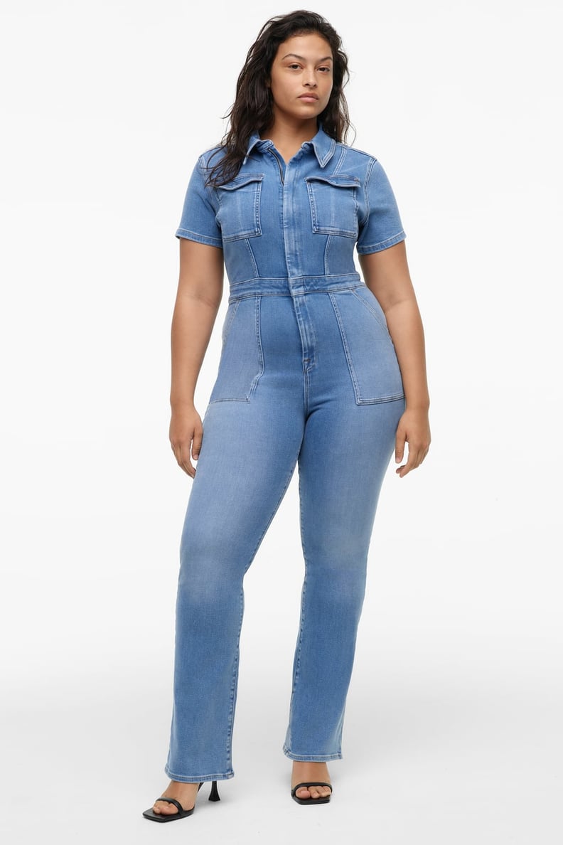 A Denim Jumpsuit: Good American x Zara ZW Jeans Sculpting Jumpsuit