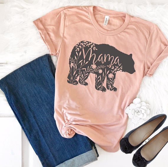 floral Mama Bear tee