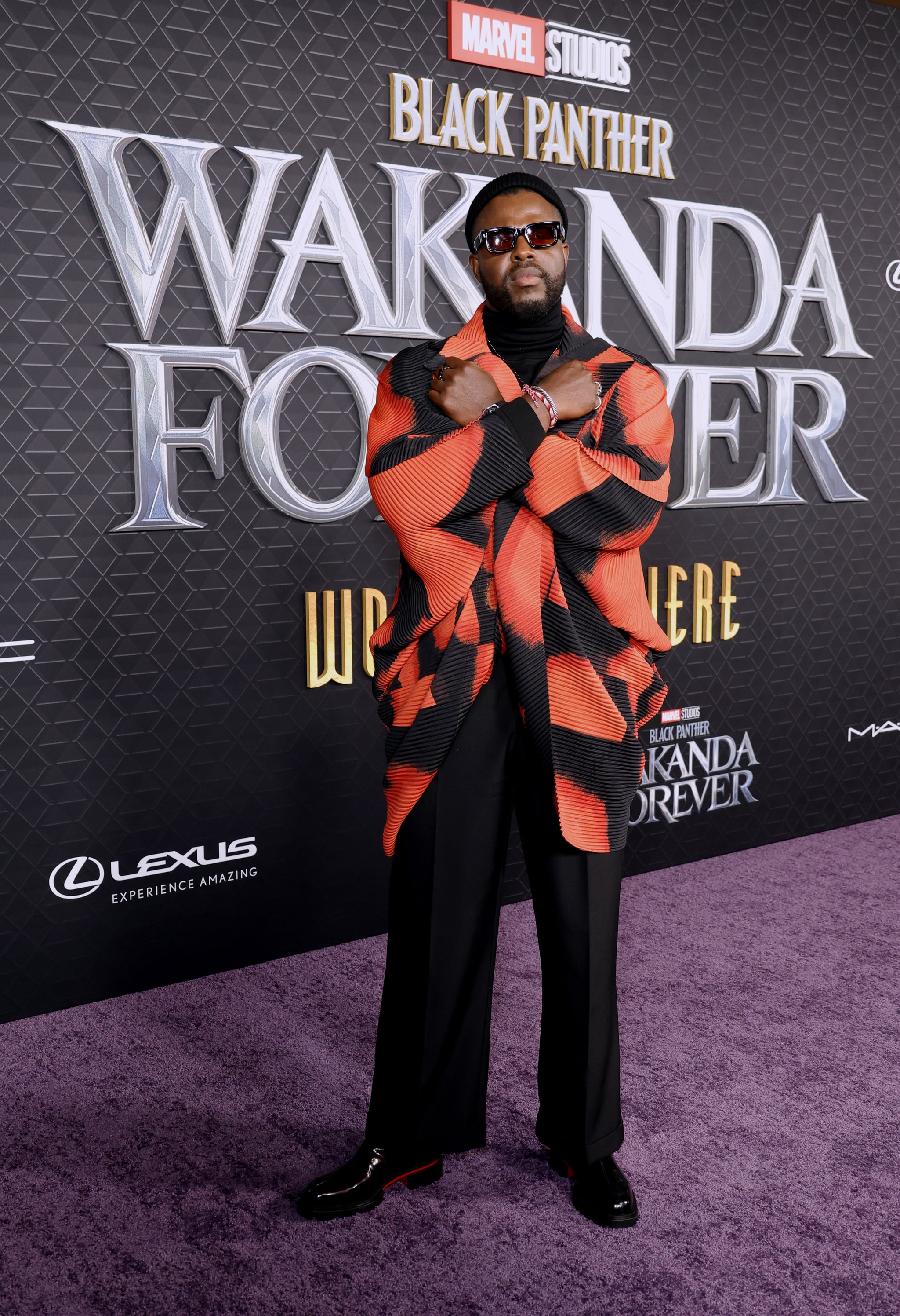 Winston Duke At The Black Panther Wakanda Forever World Premiere Rihanna And A Ap Rocky Walk First Red Carpet As Parents For Black Panther 2 Premiere Popsugar Celebrity Photo 11