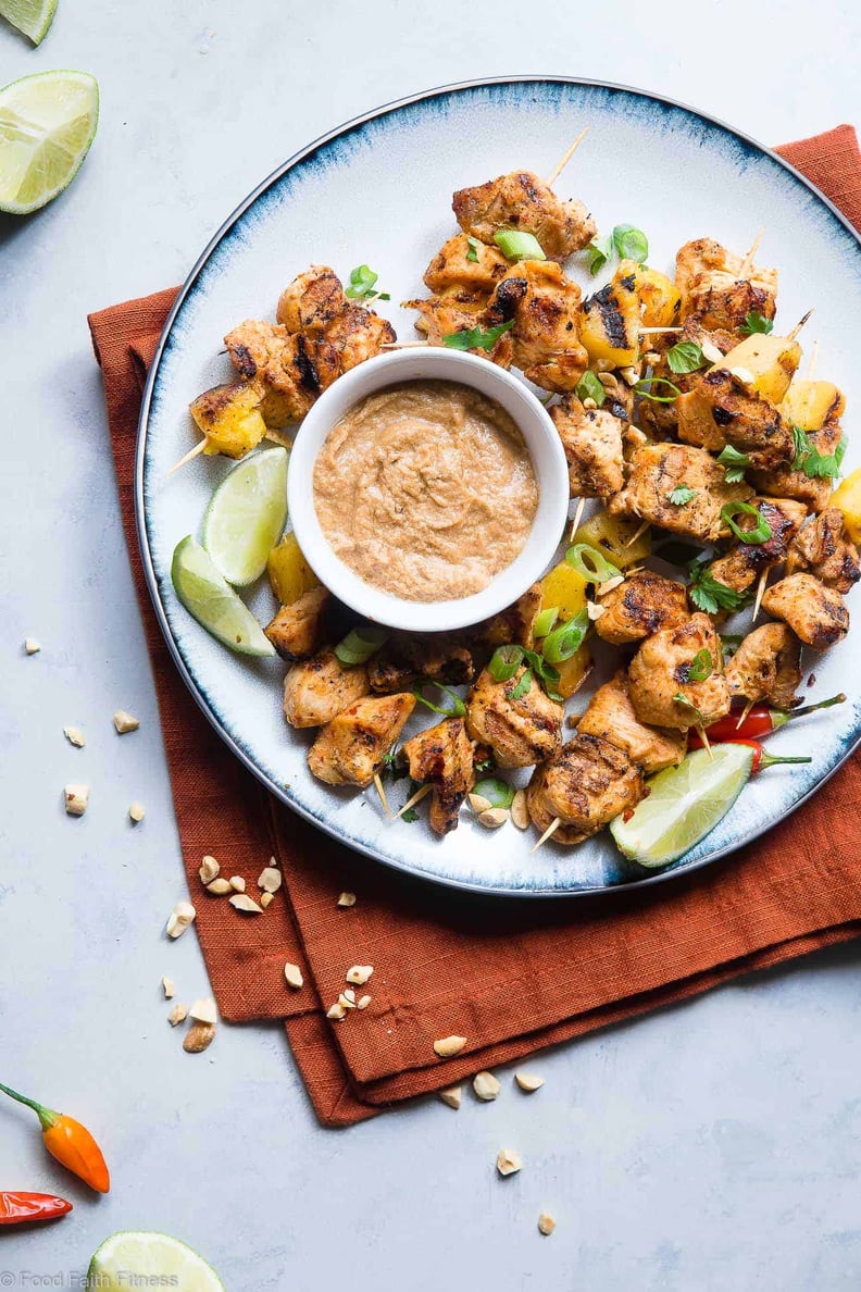 Pineapple Thai Grilled Chicken Skewers With Peanut Sauce