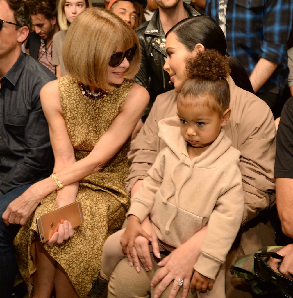 Kim Kardashian and North West at Yeezy Season 2 Fashion Show