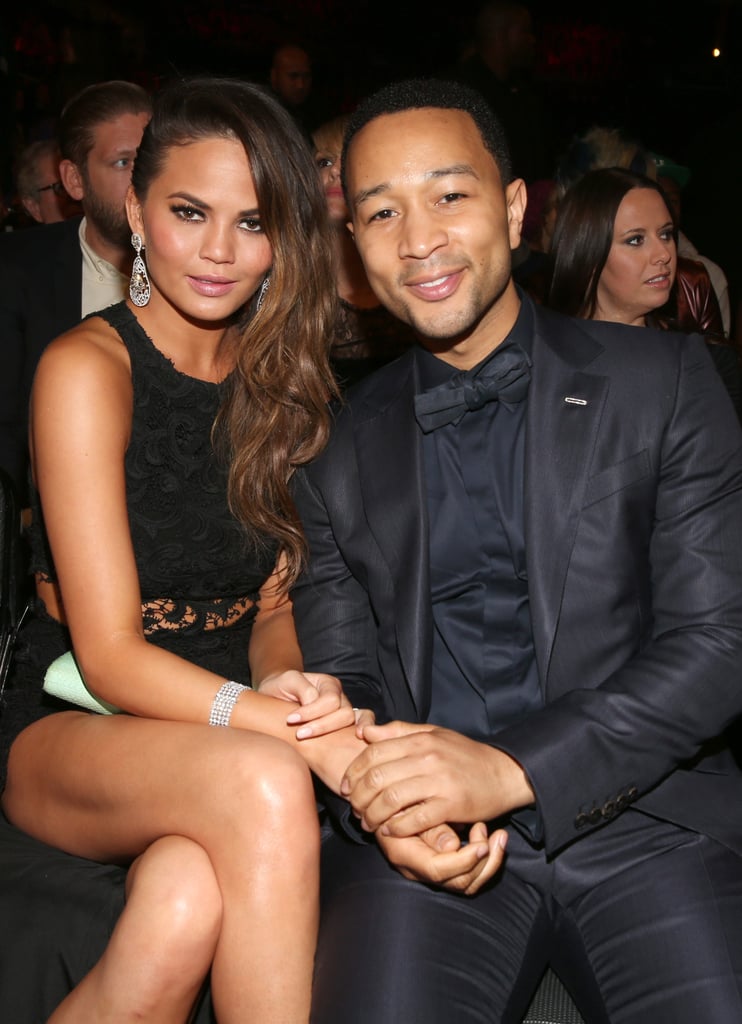 Chrissy Teigen and John Legend cuddled up in the audience.
Chrissy Teigen and John Legend cuddled up in the audience.