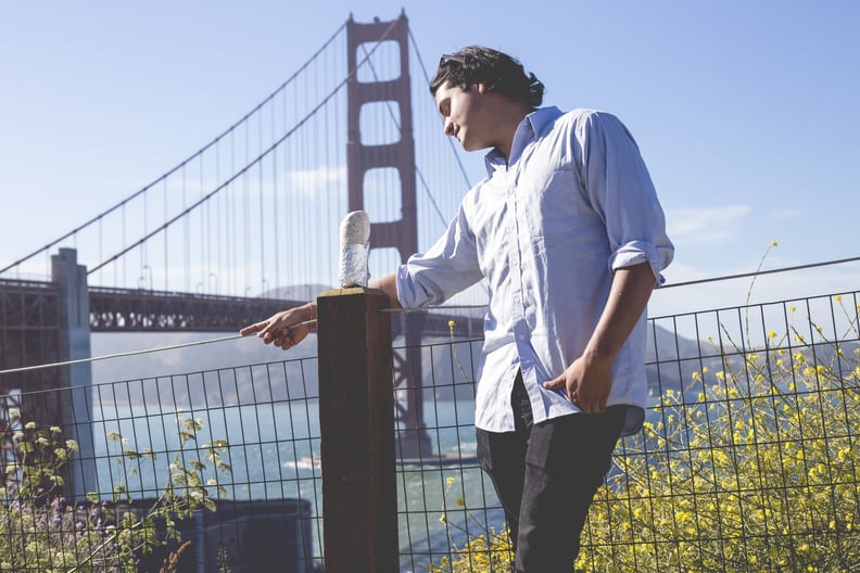 Looking out over the bridge, planning life — and lunch — together.