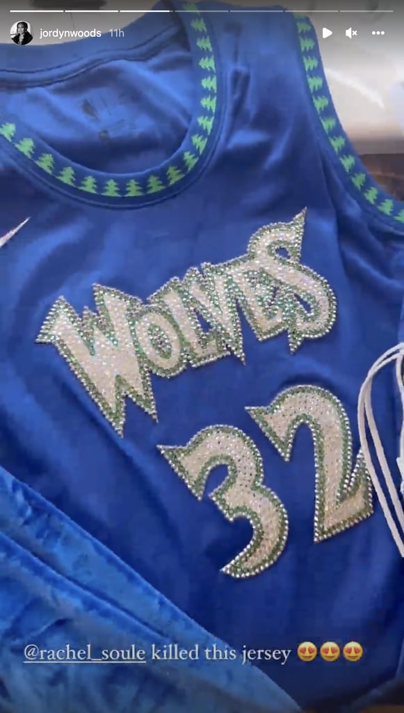 Jordyn Woods Wears Bedazzled #32 Jersey to Timberwolves Game