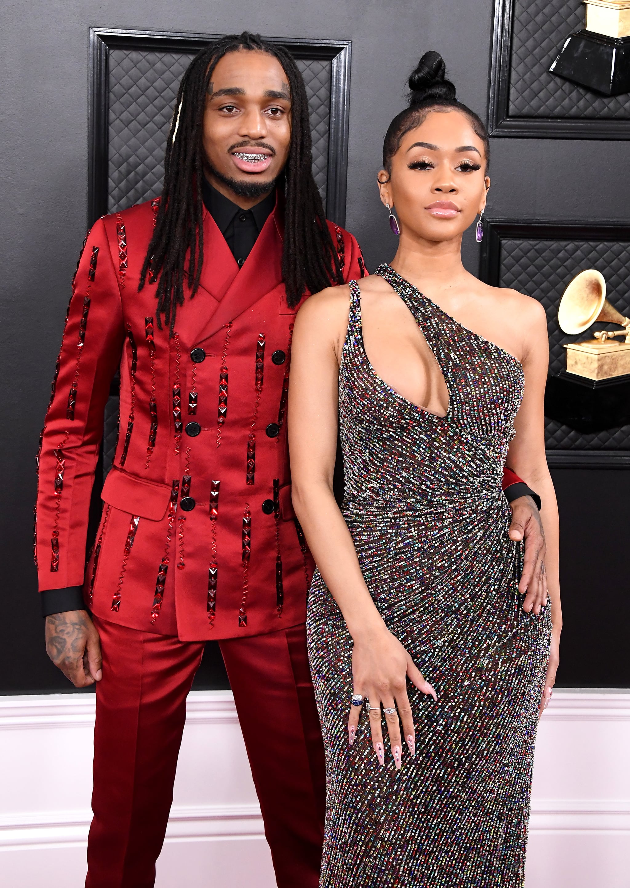 LOS ANGELES, CALIFORNIA - JANUARY 26: (L-R) Quavo and Saweetie attend the 62nd Annual GRAMMY Awards at Staples Centre on January 26, 2020 in Los Angeles, California. (Photo by Steve Granitz/WireImage)